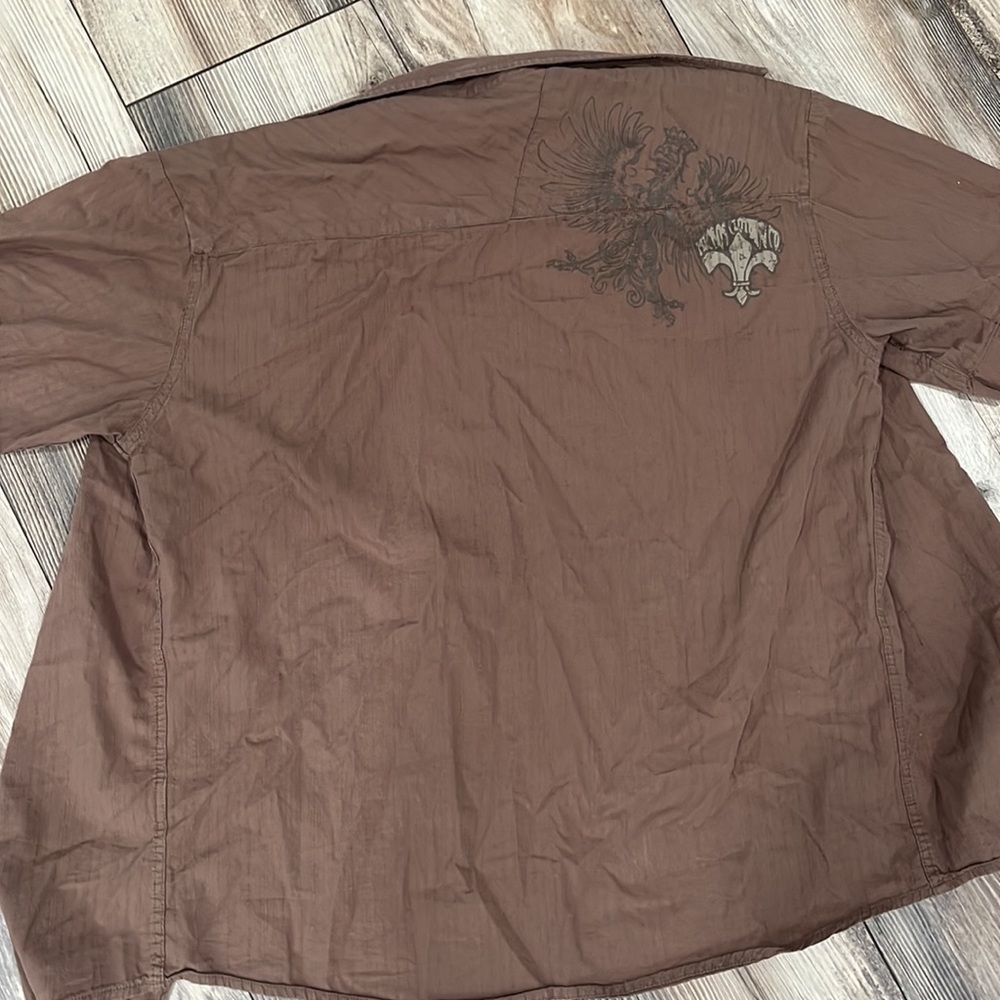 Micros brown button up - Picture 4 of 6